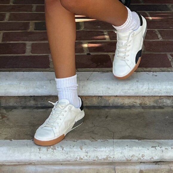 NEW Dolce Vita Zina Court Sneakers - Leather For Women in White Black 257 3S2 - Picture 10 of 10